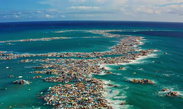 Plastic Waste Floating in Ocean