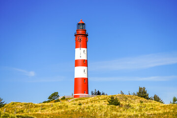 View of the dunes on the North Frisian island of Amrum. Landscape in the north. Nature on the North...