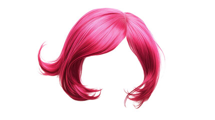 Pink wig with transparent background, perfect for photo editing