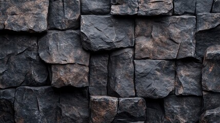 Fototapeta premium Black rock texture background, top view. High-resolution photography, insanely detailed and intricate with fine details, hyper-realistic