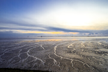 Landscape near Dageb&uuml;ll in the evening. Nature on the North Sea coast.
