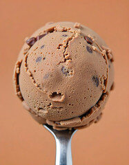 Fototapeta premium A scoop of chocolate ice cream with choco chip topping