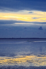 Landscape near Dagebüll in the evening. Nature on the North Sea coast.
