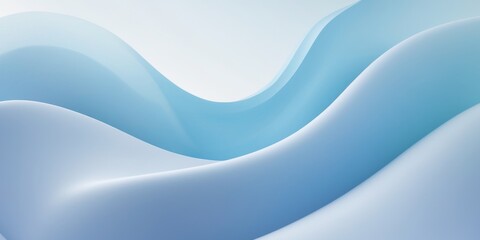 Obraz premium Abstract Landscape Background in Blue Pastel Gradient Smooth Flowing Curves Soft Light