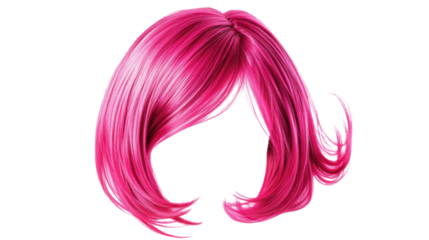 Short pink wig with transparent background for easy editing