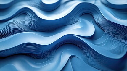 Fototapeta premium Abstract Blue Waves Background: 3D Rendered Dynamic Texture, Smooth Flowing Curves, Modern Graphic Design