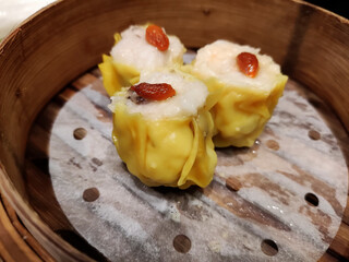 Famous dim sum, Siew Mai. Chinese steamed pork dumplings