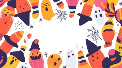 Festive Halloween Candy Corn Ghosts Pumpkins Design