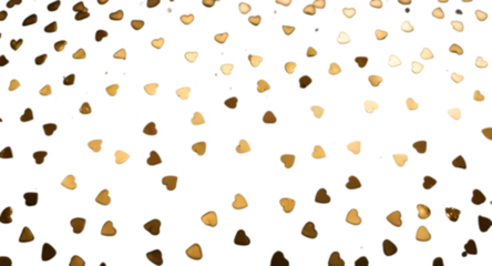 Golden raindrops and heart confetti scattered on a dark background, creating a visually striking and festive composition.   