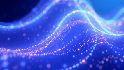 Luminous Blue Particle Waves: An Abstract Digital Artwork