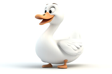 Fototapeta premium swan on a white background, swan on a blank white background, a swan, swan, cute swan, white background, copy space for add text, 3d rendering, 3d, vector, AI generative