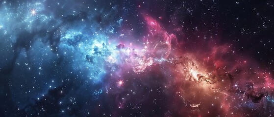 Fototapeta premium Vast colorful nebula with glowing planets and distant galaxies illuminating the depths of outer space