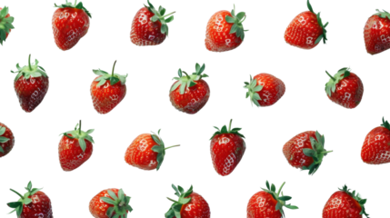 Fresh strawberries seamless pattern on transparent background