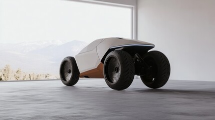 Electric Motorcycle concept, futuristic motorbike prototype in minimalistic design, 3D render