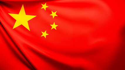 Chinese Flag - China. Chinese Flag waving on satin texture - AI generated