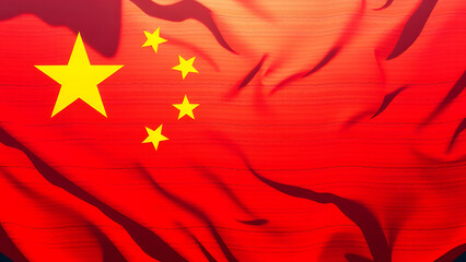 Chinese Flag - China. Chinese Flag waving on satin texture - AI generated