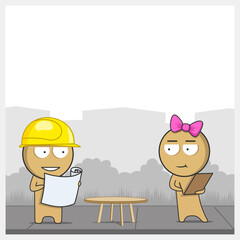 Engineers with a construction plan