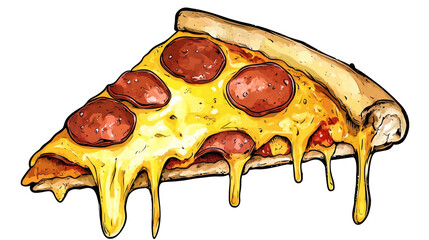 Slice of pizza isolated on transparent background