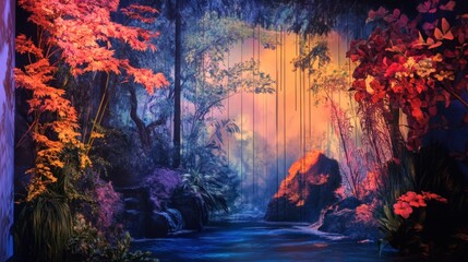 Obraz premium Enchanted Forest Stream: A Dreamlike Landscape