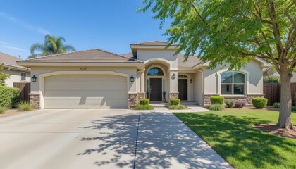 Fototapeta premium Beautiful Ranch Style Home, Suburban Paradise
