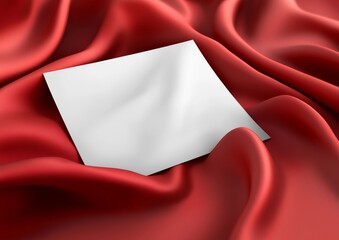 Elegant White Card with Red Ribbon on Isolated Background