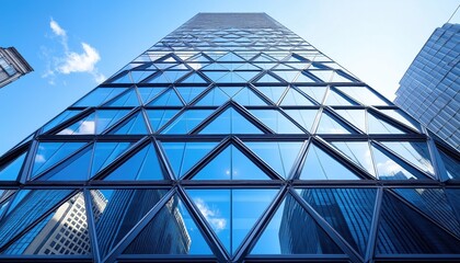 Patterned Cladding Modern Building Facade with Geometric Glass Panels