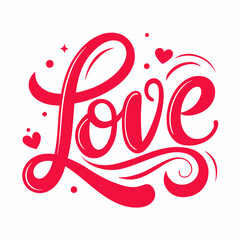 Romantic Hand-Lettered Love with Hearts & Swirls