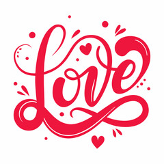 Romantic Hand-Lettered Love with Hearts & Swirls