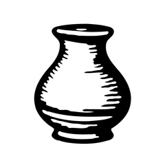 Black Simple Jar Isolated White Background Drawing