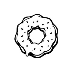 Delicious Hand Drawn Donut Outline Illustration Black
