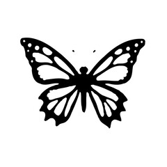 Black Silhouette Butterfly Isolated on White Background