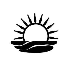Stylized Sunrise over Water Graphic Illustration