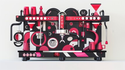 Obraz premium A Vibrant and Symmetrical Coffee Art Machine