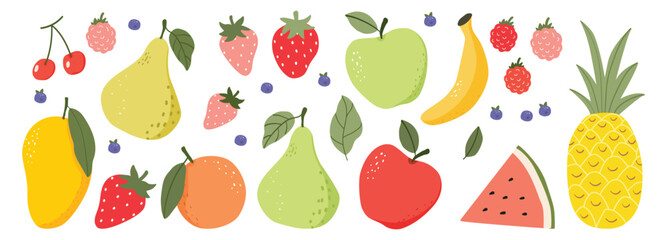hand drawn fruit set vector