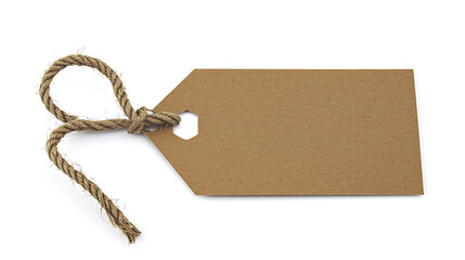 A brown tag with a rope tied to it