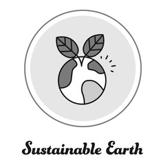 Sustainable Earth Icon, Eco-Friendly Planet and Green Living Symbol