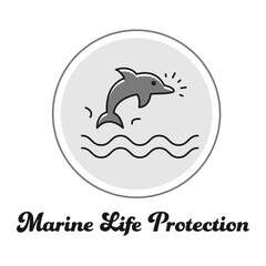 Marine Life Protection Icon, Ocean Conservation and Aquatic Ecosystem Symbol