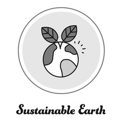 Sustainable Earth Icon, Eco-Friendly Planet and Green Living Symbol