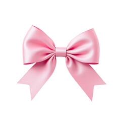 Pink ribbon bow isolated on transparent background