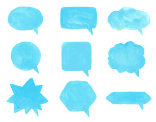 吹き出し　絵の具　インク　水彩　アナログ　水色