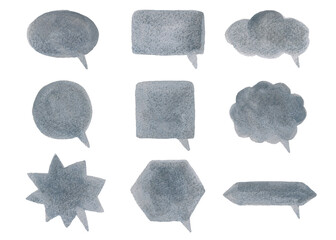 吹き出し　絵の具　インク　水彩　アナログ　グレイ