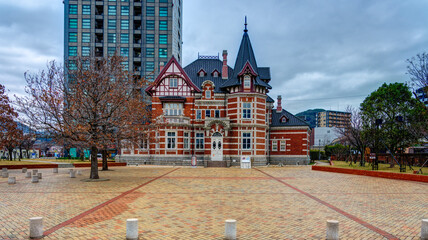 Obraz premium Facade of the the Dalian Friendship Memorial Building in Moji, Fukuoka, Japan