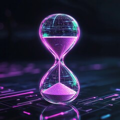 Futuristic Digital Hourglass - High-Tech Futuristic Digital Hourglass - Modern Futuristic Digital Hourglass Design, giant hourglas for business Hourglass, time, sand, measurement, deadline 