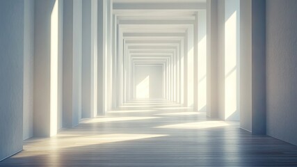 Fototapeta premium White corridor with light and shadow