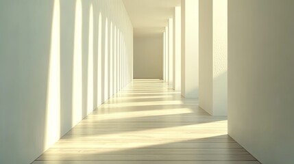 Obraz premium Interior of long white corridor with sunlight