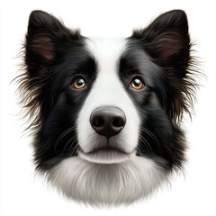 Fototapeta premium Border Collie with intelligent eyes and a fluffy coat, isolated on a clean white background