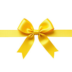 Yellow ribbon bow isolated on transparent background