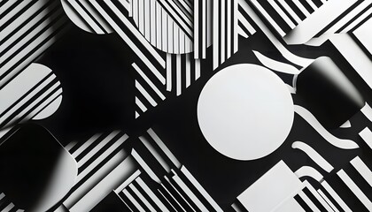 Abstract Black and White Geometric Shapes Design