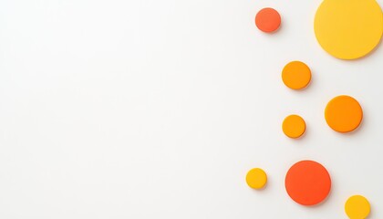 Abstract composition of colorful circles in orange and yellow on a minimalist background