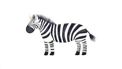 Cartoon illustration of a zebra standing in profile against a plain background, showcasing its stripes